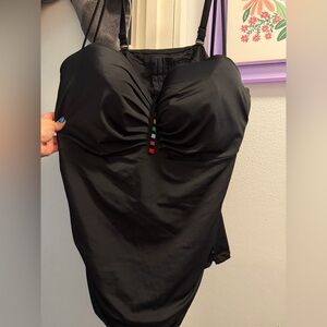 Black Ruched Swimsuit Tank